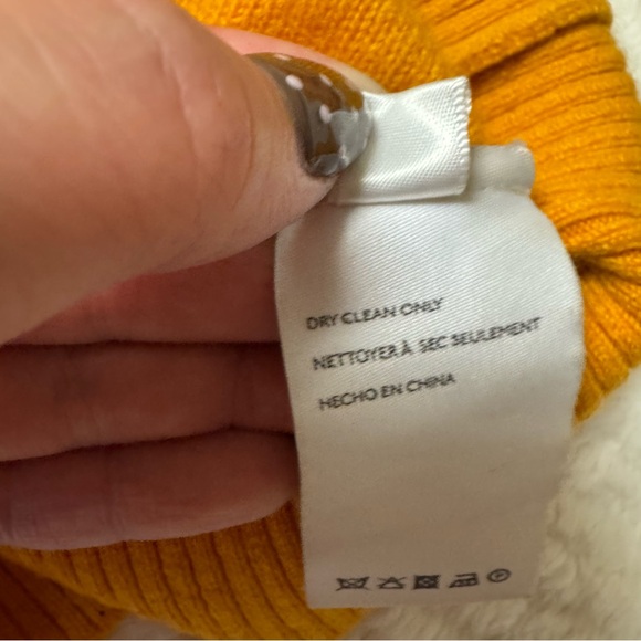 maeve by anthropologie distressed 100% cashmere mustard yellow sweater - Picture 4 of 4